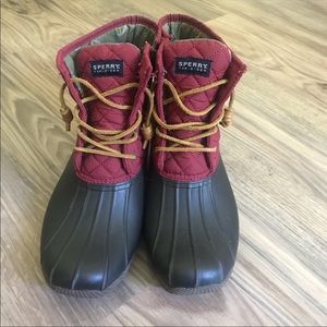 Quilted Red Sperry Duck Boots